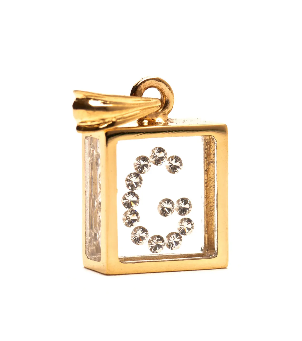 Floating Diamond Pendant: 14k Yellow Gold (A-Z)