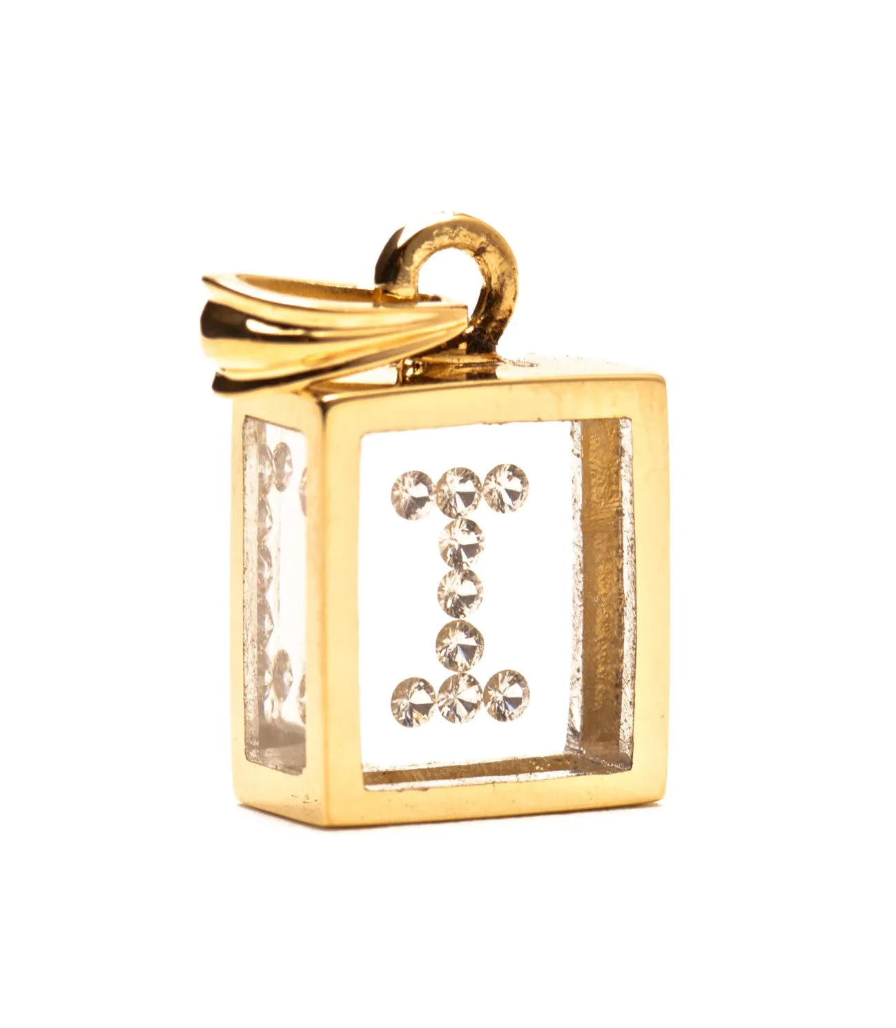 Floating Diamond Pendant: 14k Yellow Gold (A-Z)