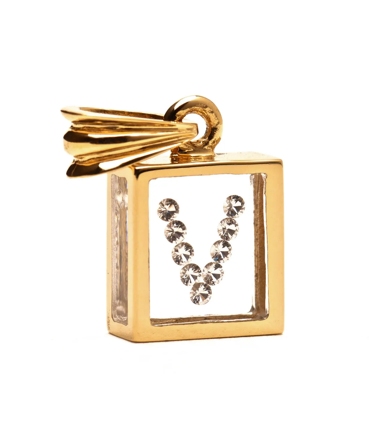 Floating Diamond Pendant: 14k Yellow Gold (A-Z)