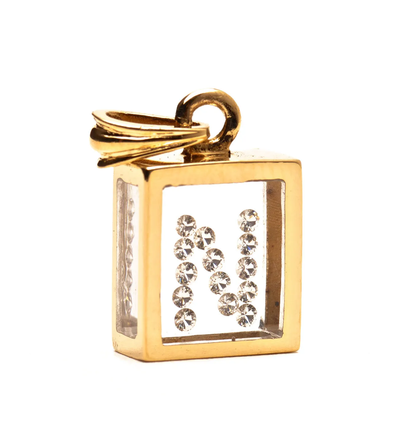Floating Diamond Pendant: 14k Yellow Gold (A-Z)