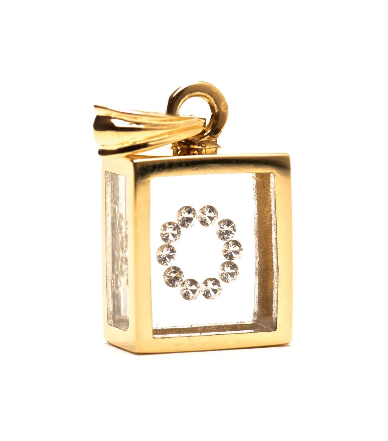 Floating Diamond Pendant: 14k Yellow Gold (A-Z)