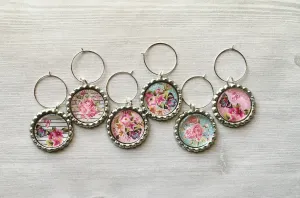 Floral Wine Charms, Set of 6