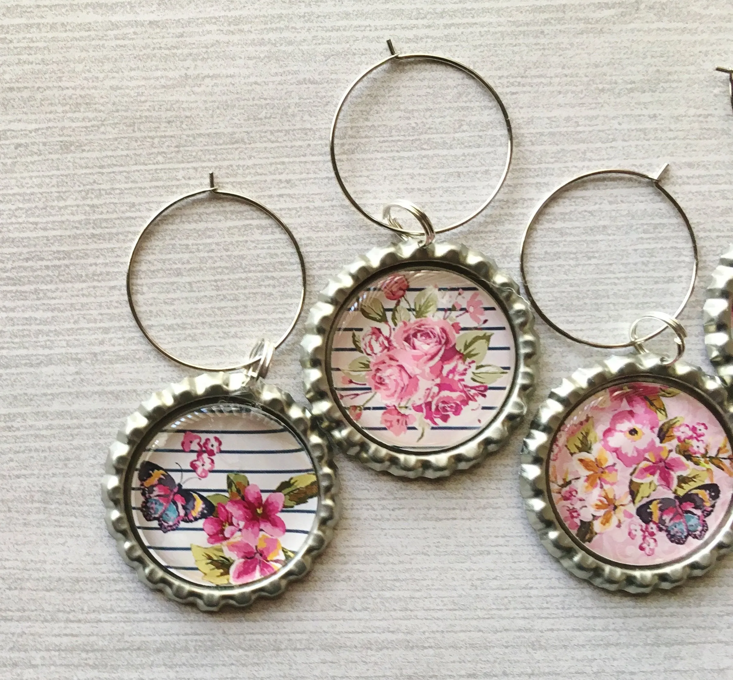 Floral Wine Charms, Set of 6