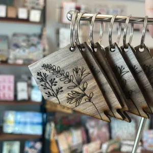 Floral Wood Nevada Key Chains