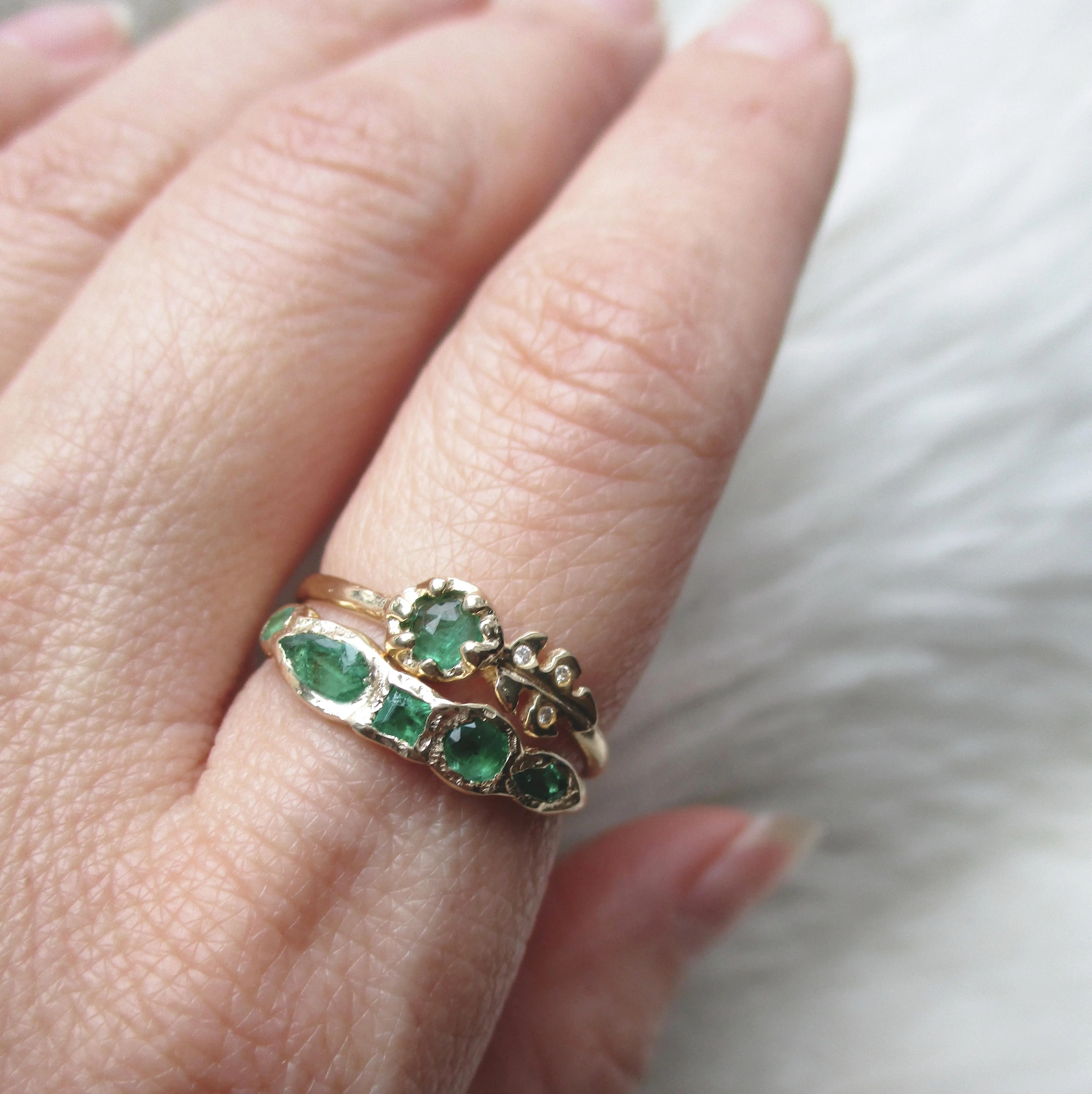 Floret Emerald Ring