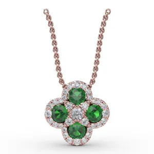 Flower Emerald and Diamond Pendant