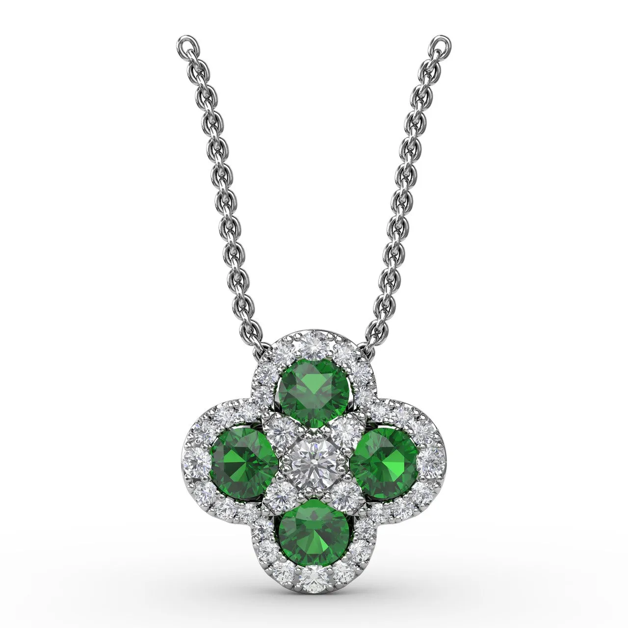 Flower Emerald and Diamond Pendant