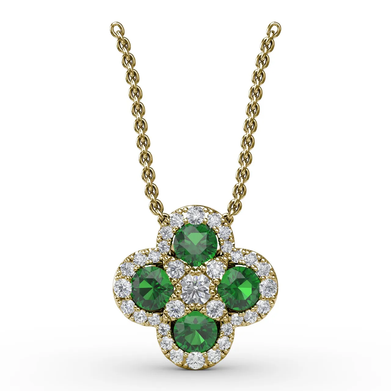 Flower Emerald and Diamond Pendant