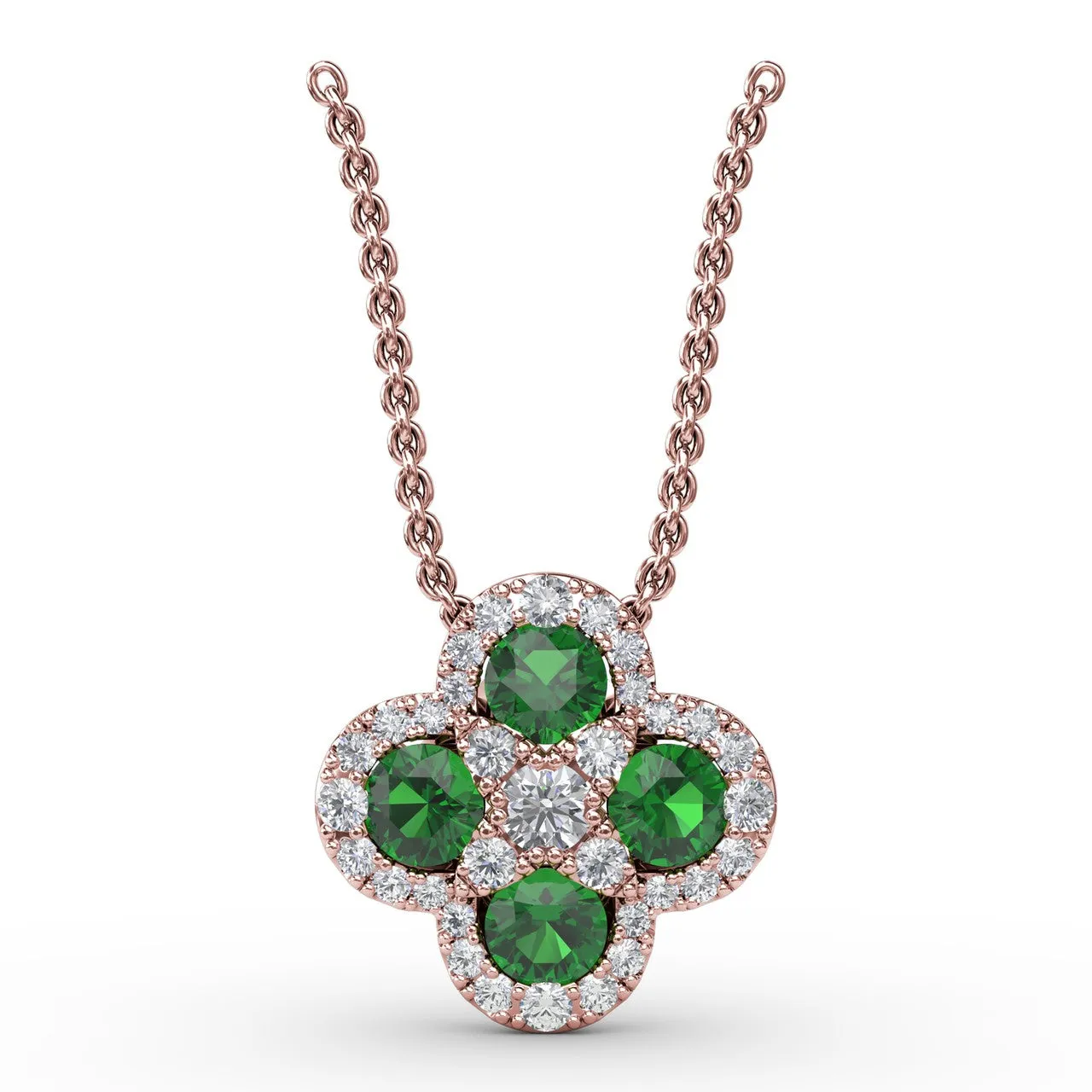Flower Emerald and Diamond Pendant