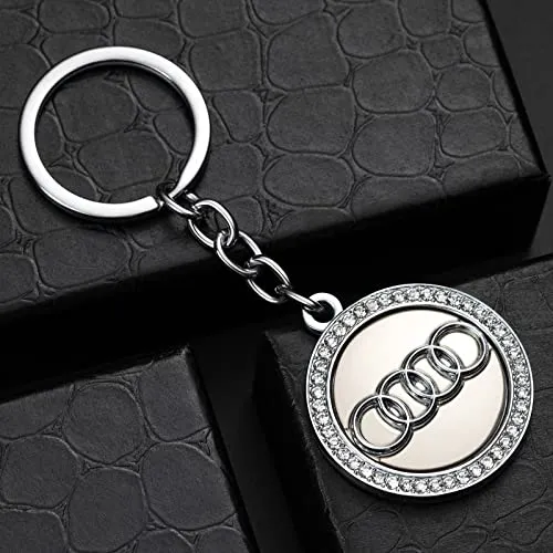 for Audi key chain car logo key chain Diamond accessories suitable for Audi all Series Decoration men and women business gifts birthday gifts (1 piece)