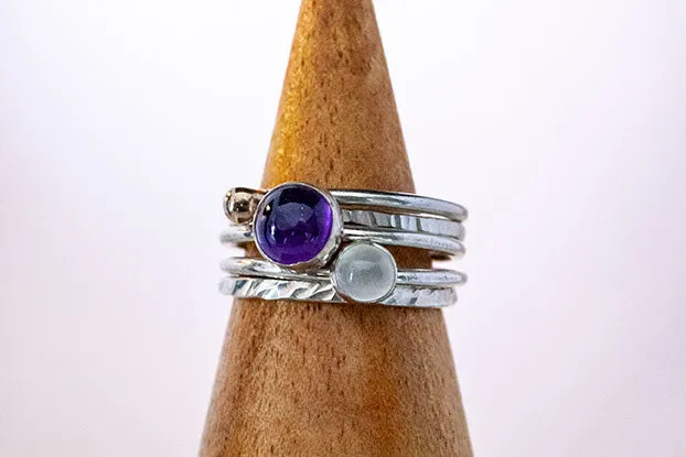 Forge & Fountain: Stacking Rings with Amethyst