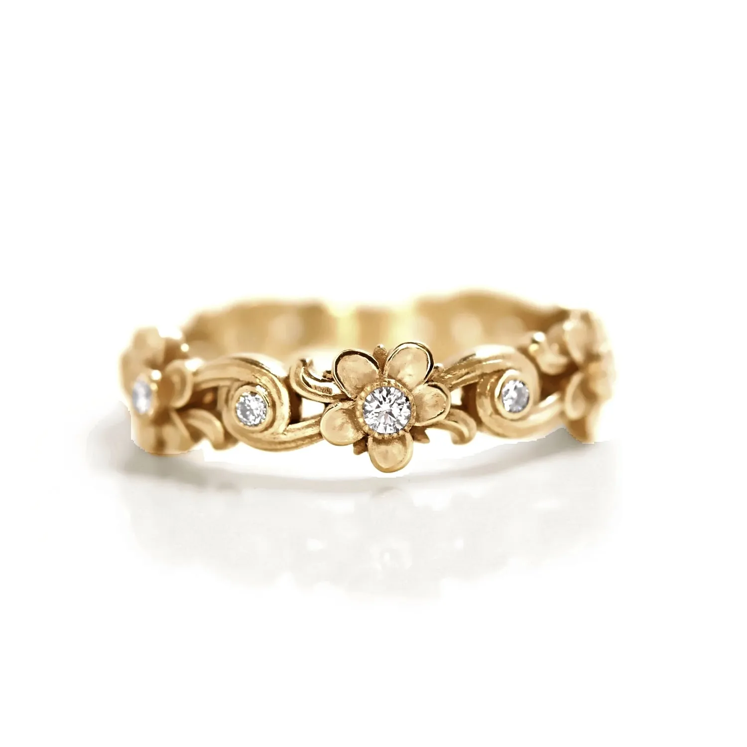 Forget Me Not Diamond Flower Ring Size 7.25