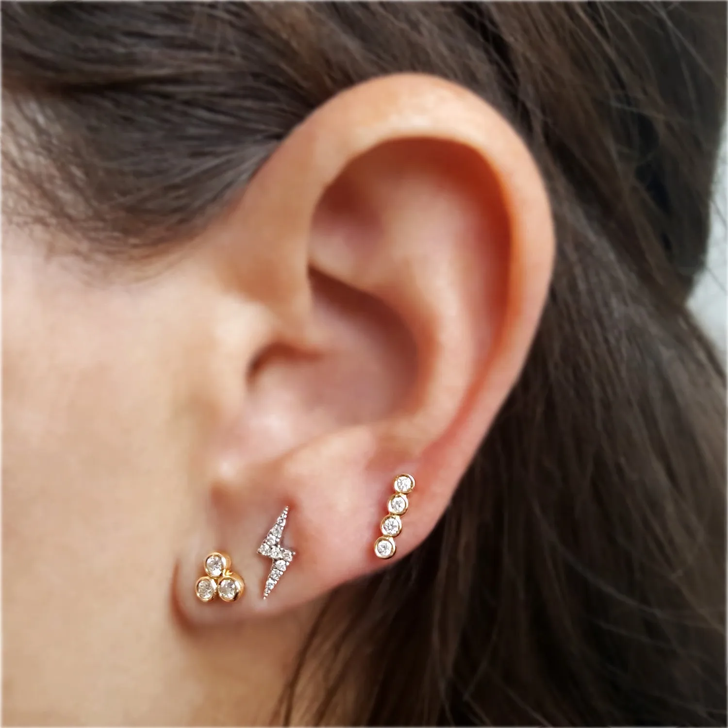 Four Bezel Diamond Post Earring