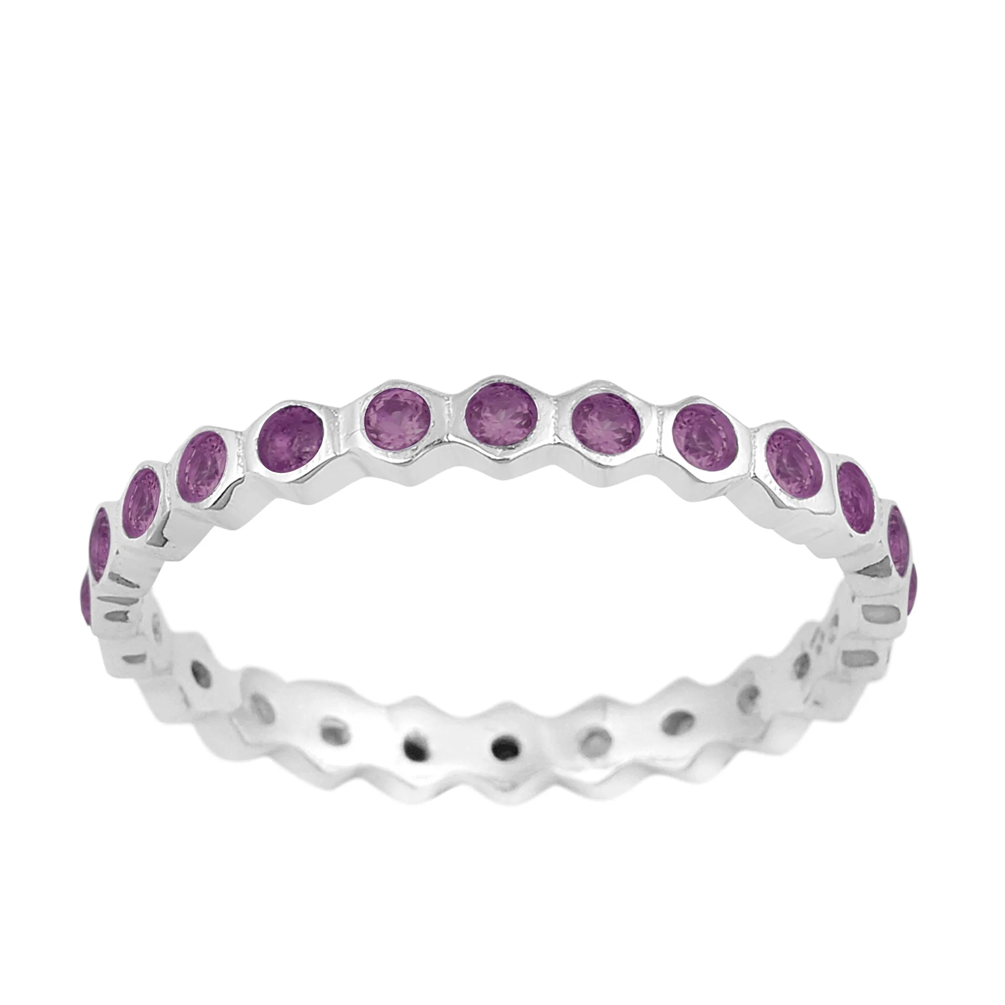 Full Eternity 1.20 Ctw Amethyst Gemstone Women Stacking Ring