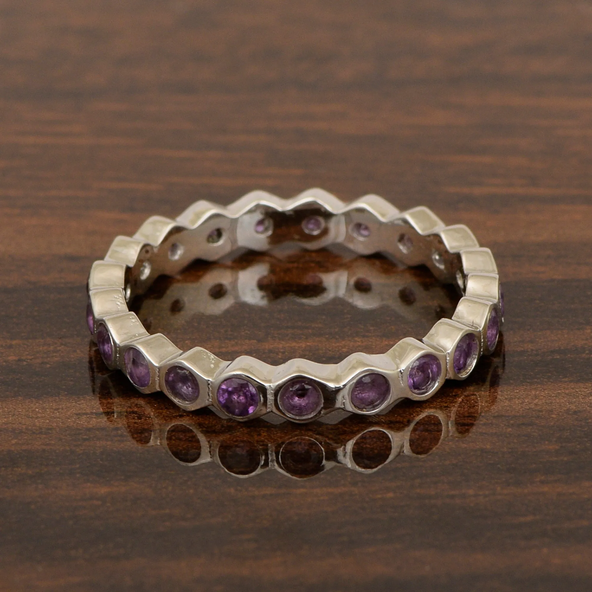 Full Eternity 1.20 Ctw Amethyst Gemstone Women Stacking Ring