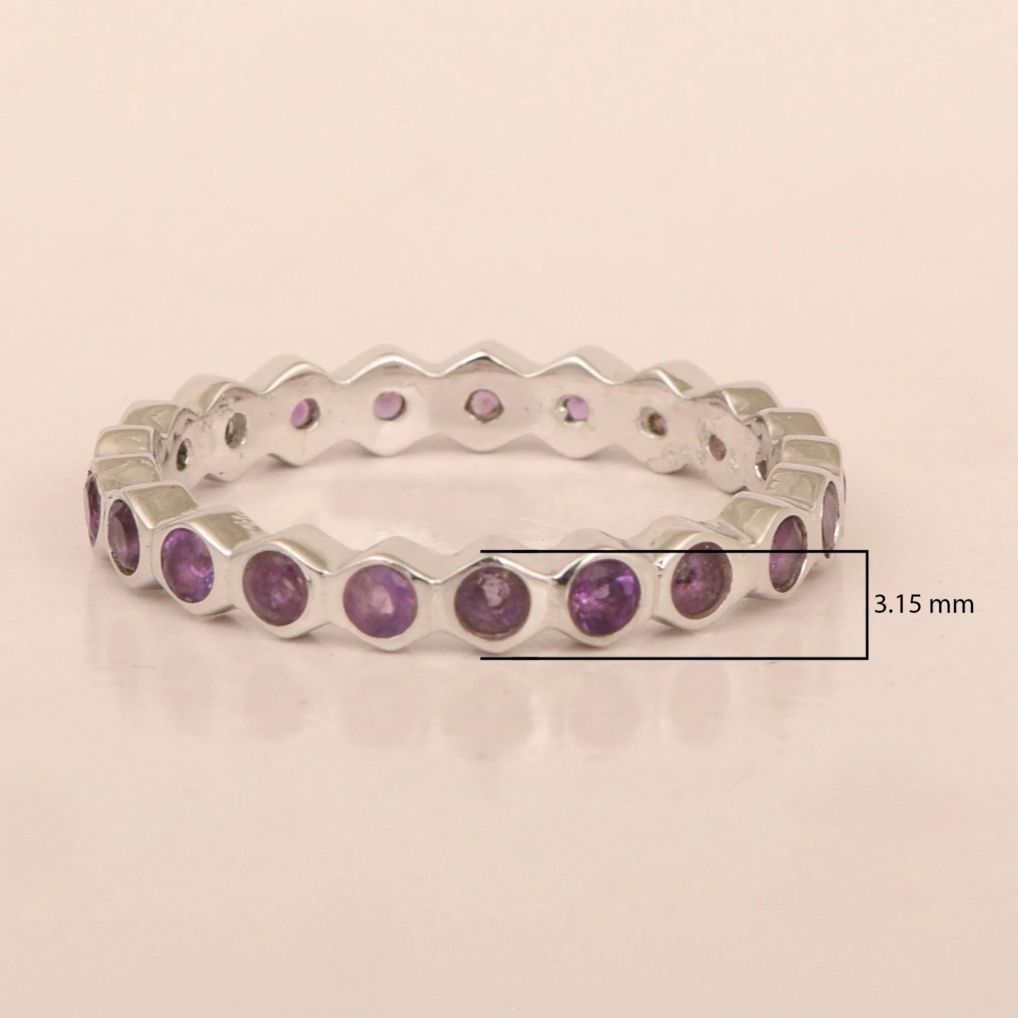 Full Eternity 1.20 Ctw Amethyst Gemstone Women Stacking Ring