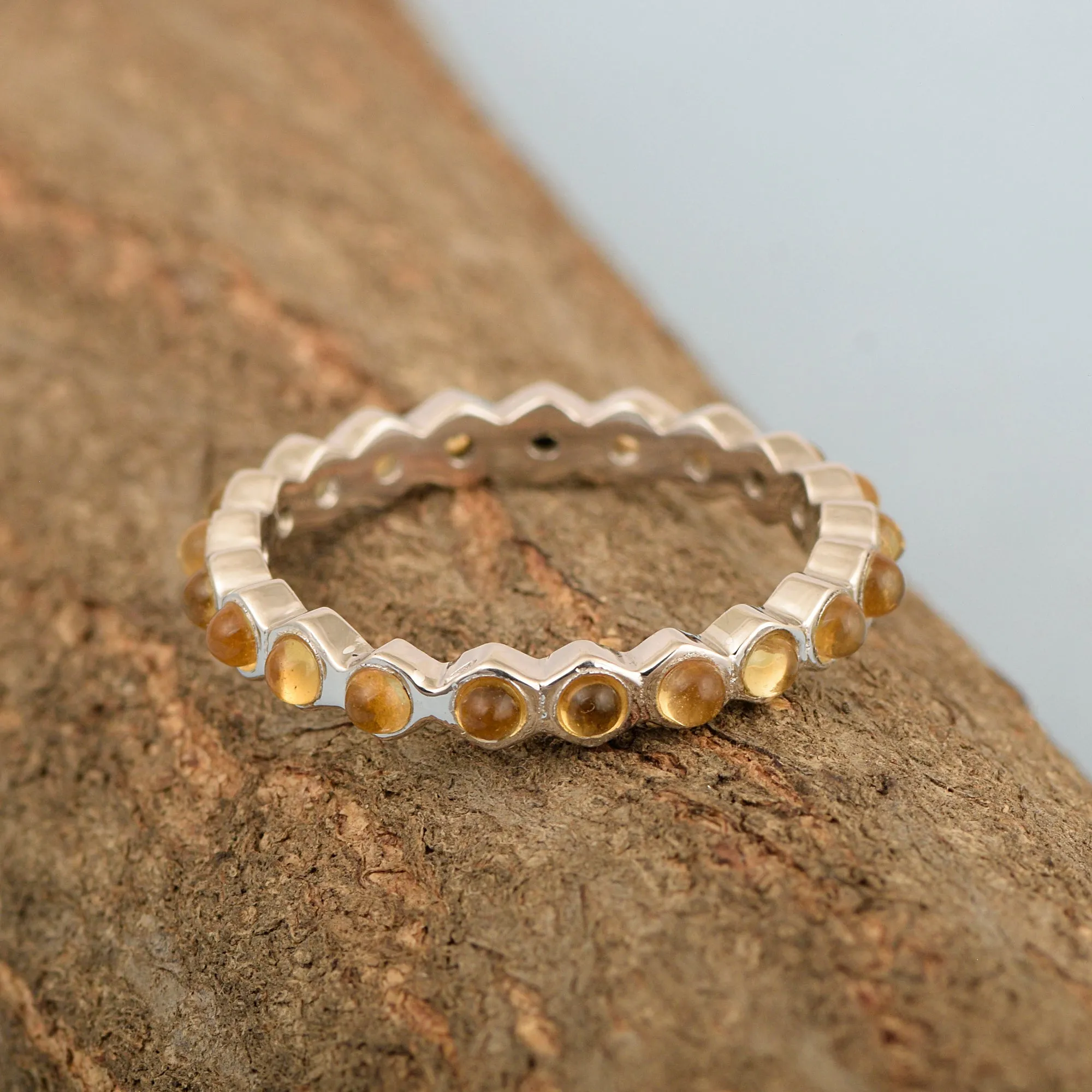 Full Eternity 1.20 Ctw Citrine Gemstone Women Stacking Ring