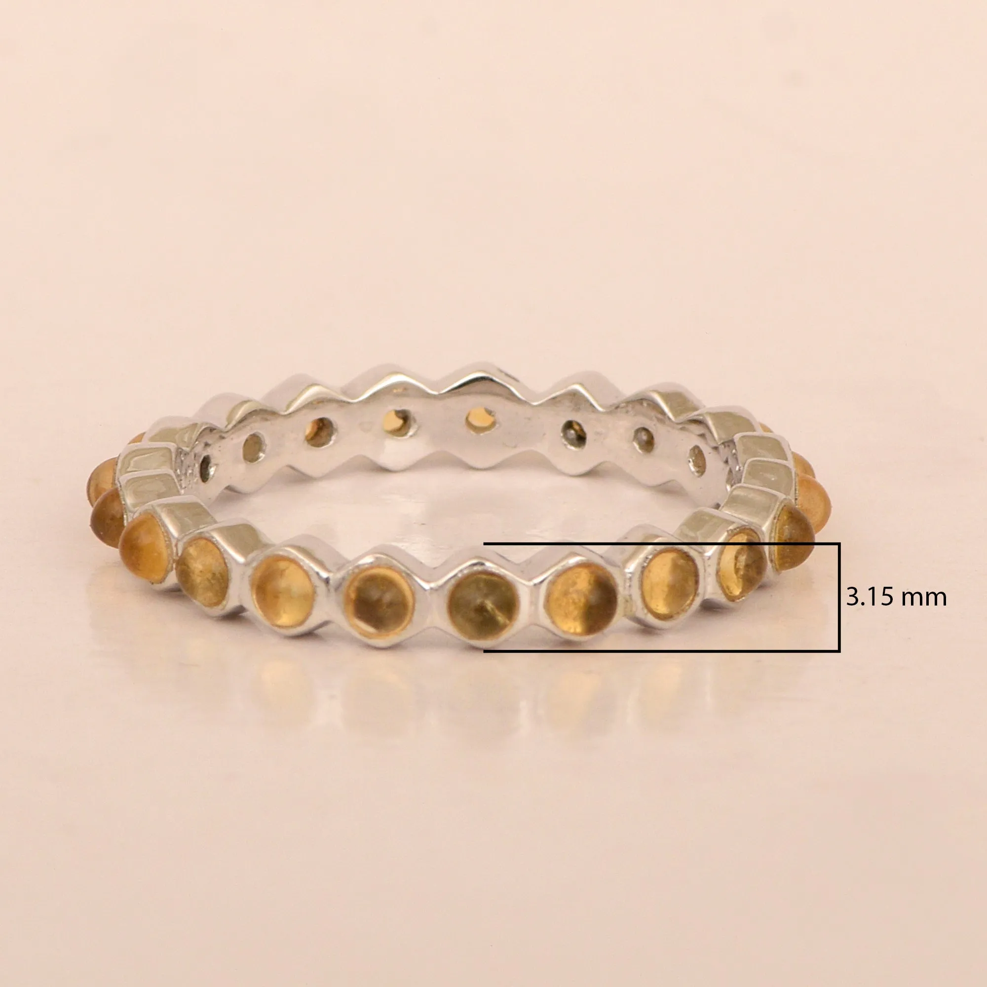 Full Eternity 1.20 Ctw Citrine Gemstone Women Stacking Ring