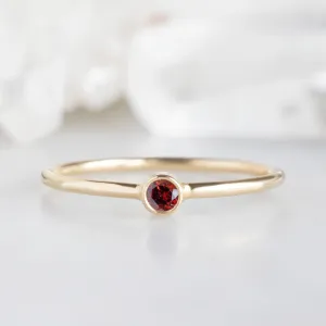 Garnet Birthstone Stacking Ring | 10K Yellow Gold