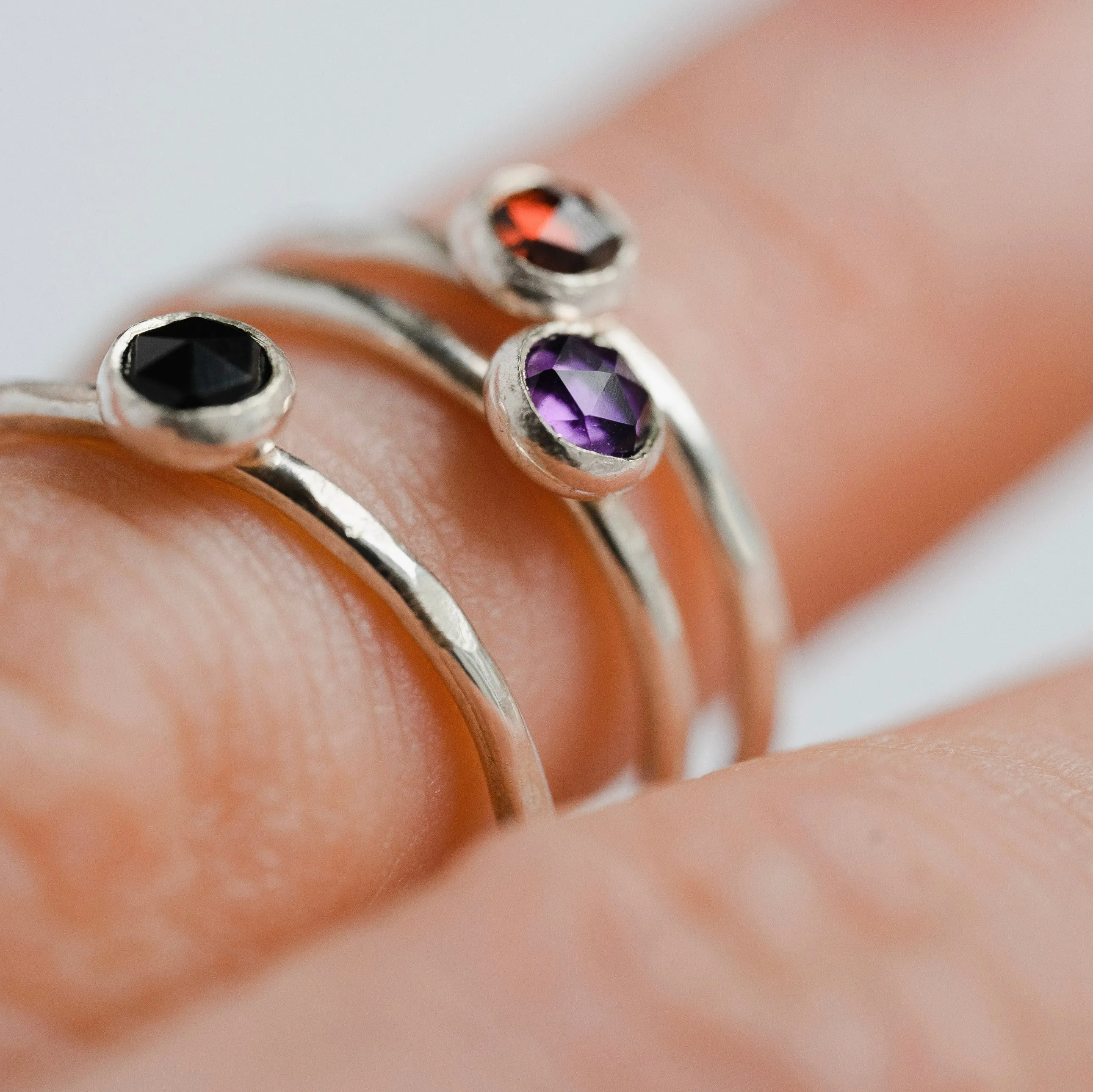 Garnet Gemstone Stacking Ring in Sterling Silver