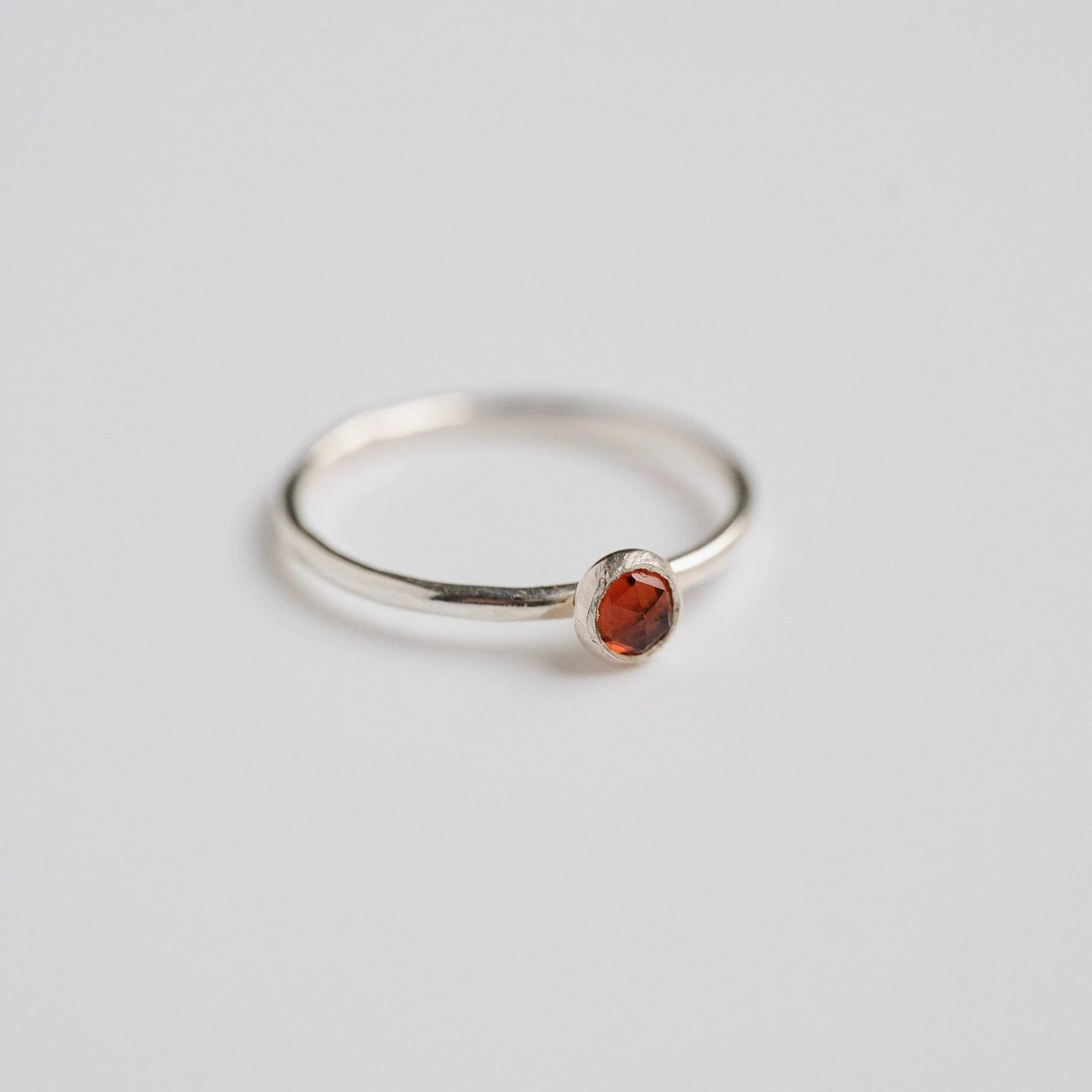 Garnet Gemstone Stacking Ring in Sterling Silver