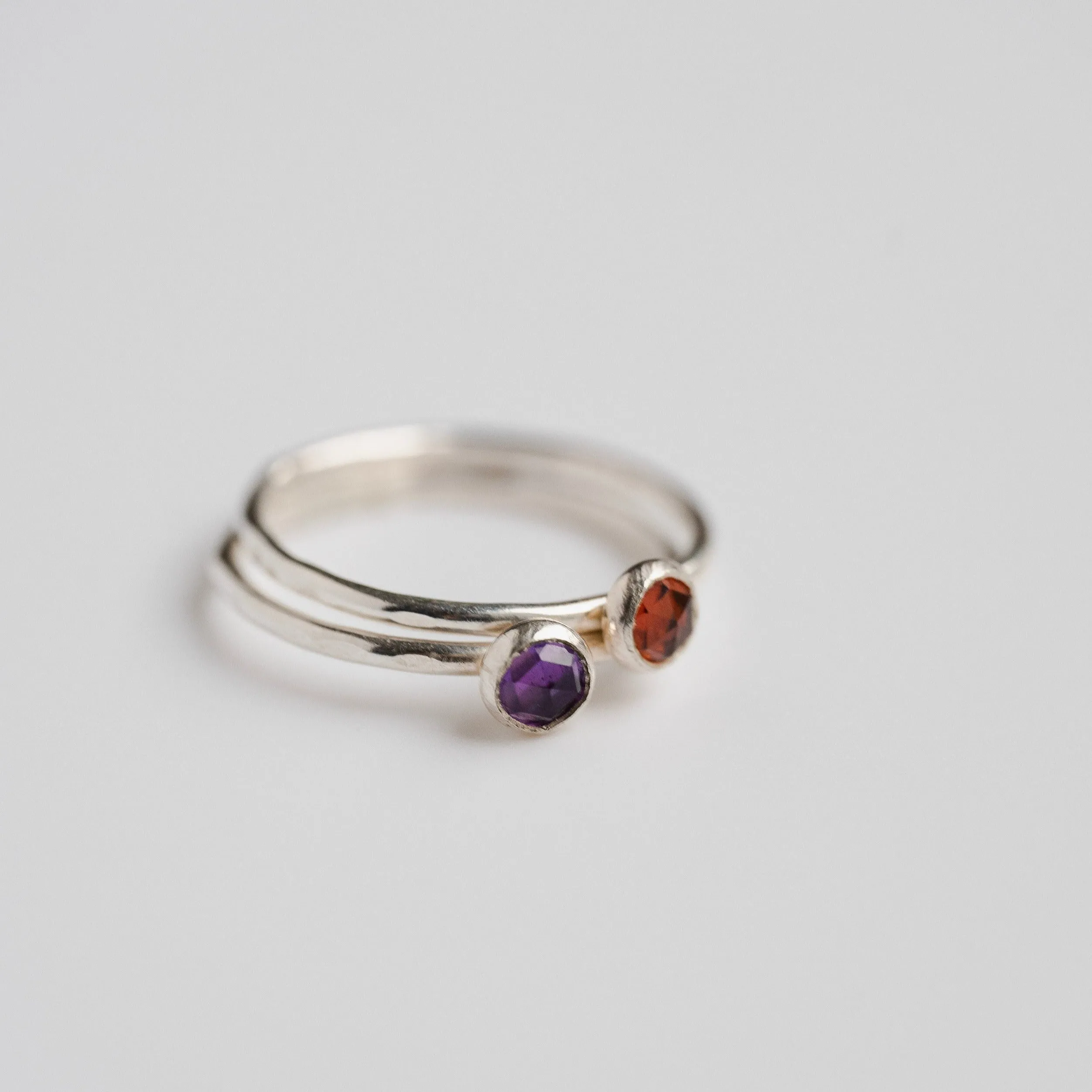 Garnet Gemstone Stacking Ring in Sterling Silver