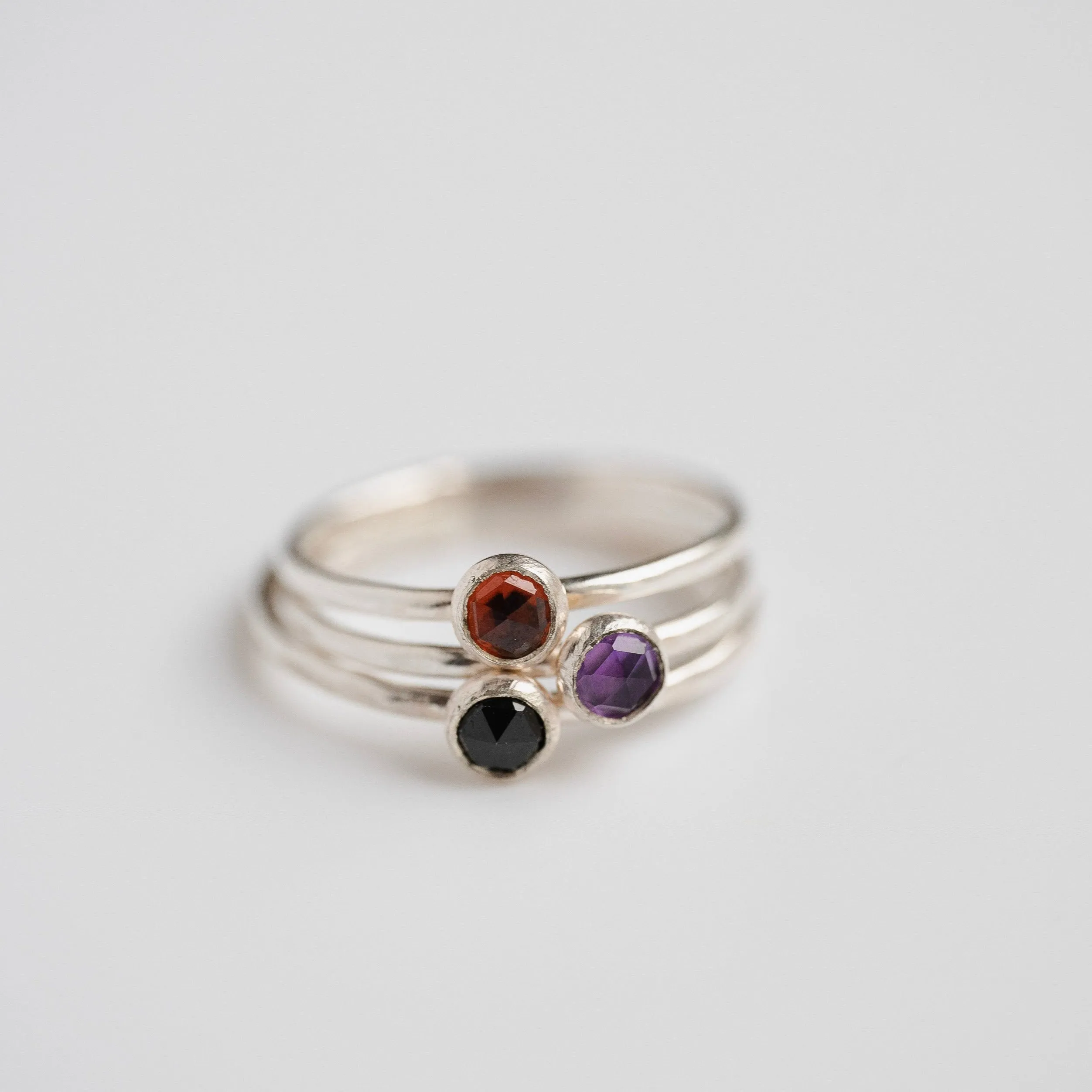 Garnet Gemstone Stacking Ring in Sterling Silver