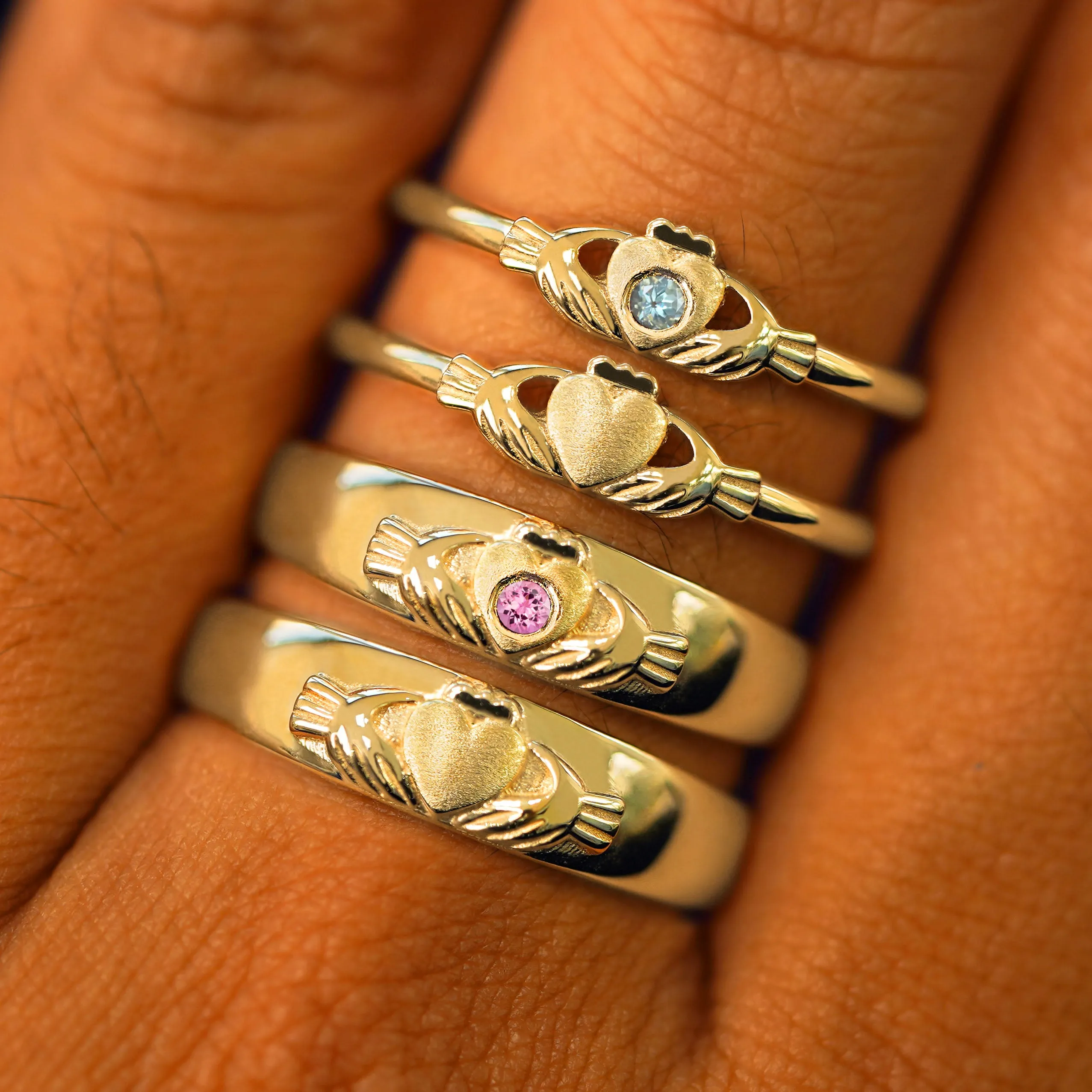 Gemstone Claddagh Band