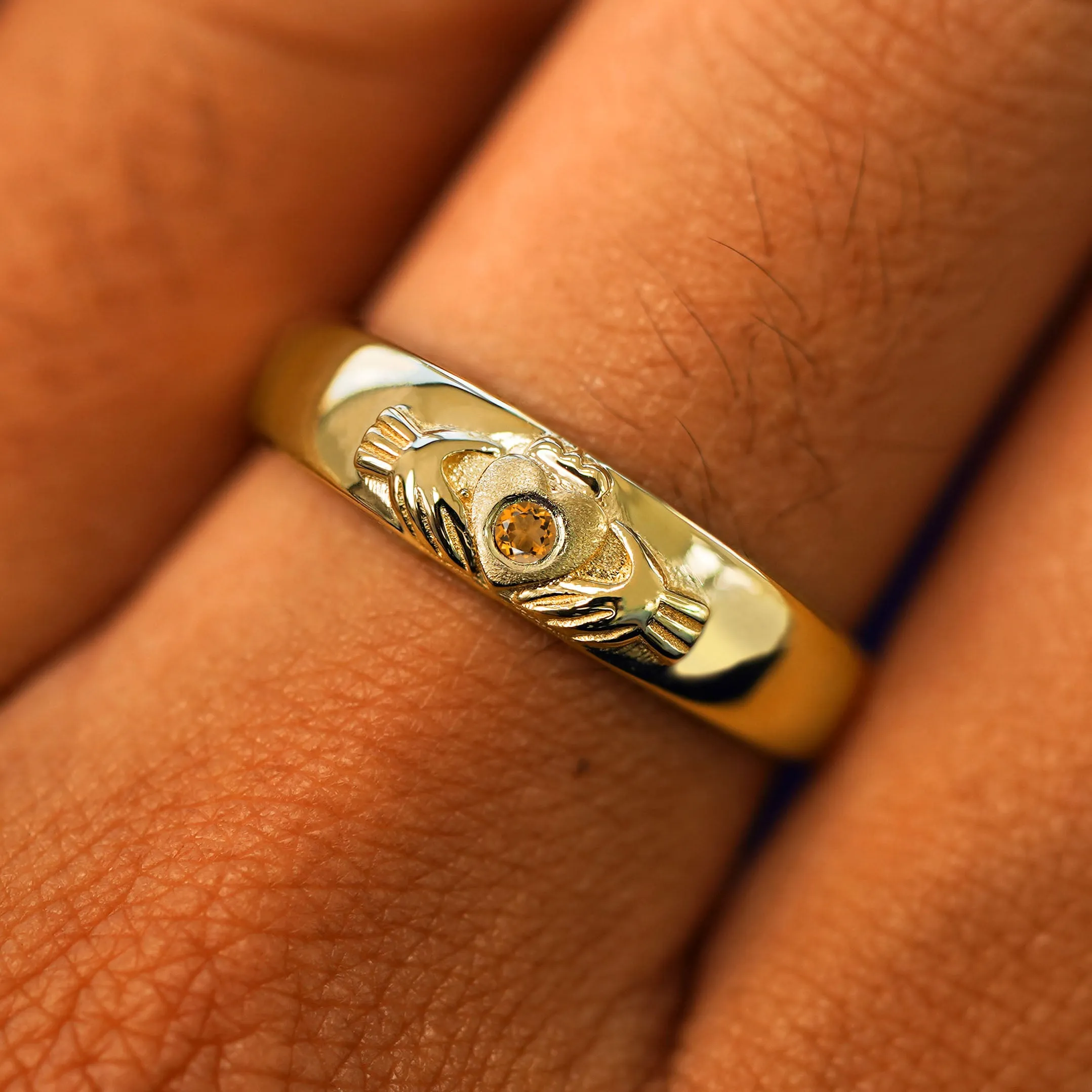 Gemstone Claddagh Band