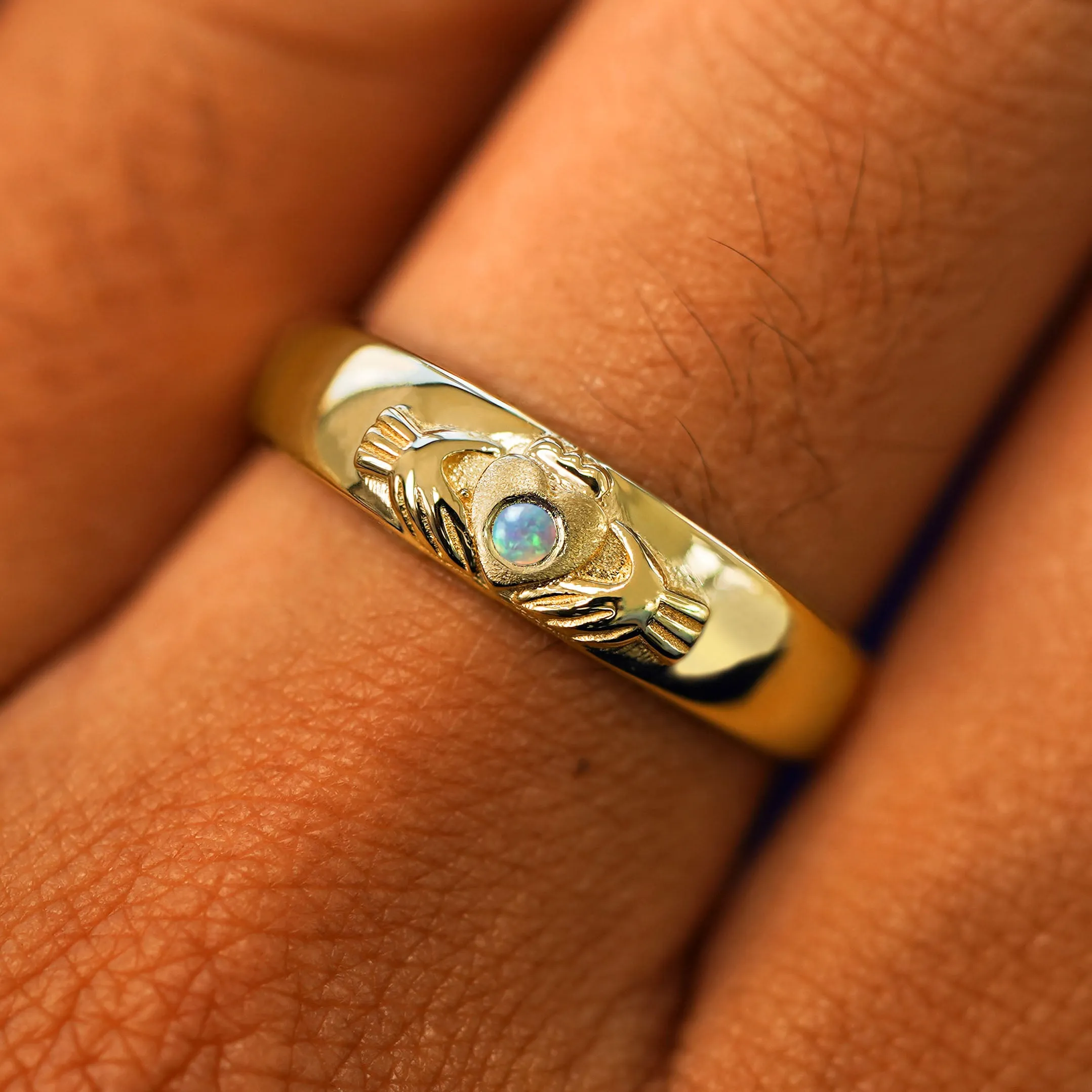 Gemstone Claddagh Band