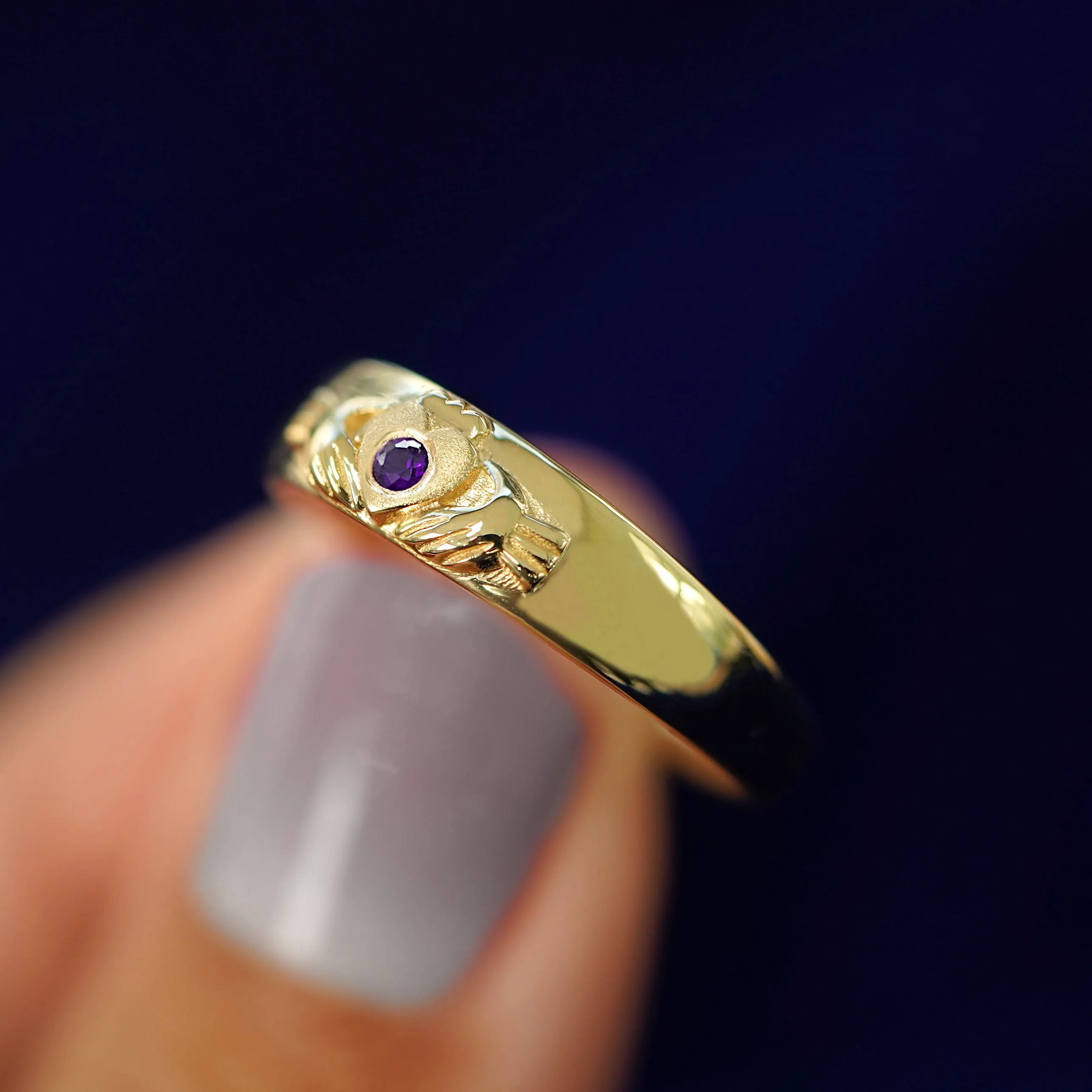 Gemstone Claddagh Band