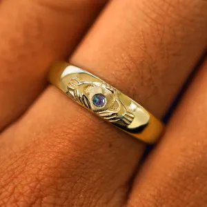 Gemstone Claddagh Band