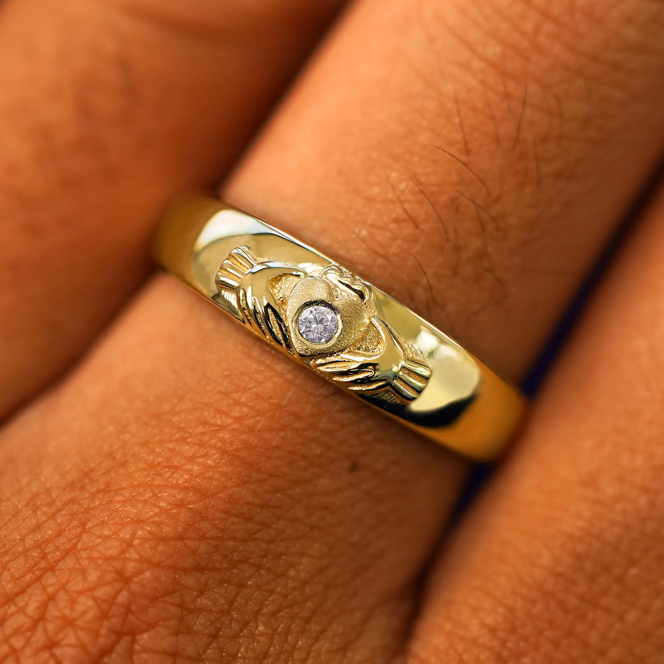 Gemstone Claddagh Band
