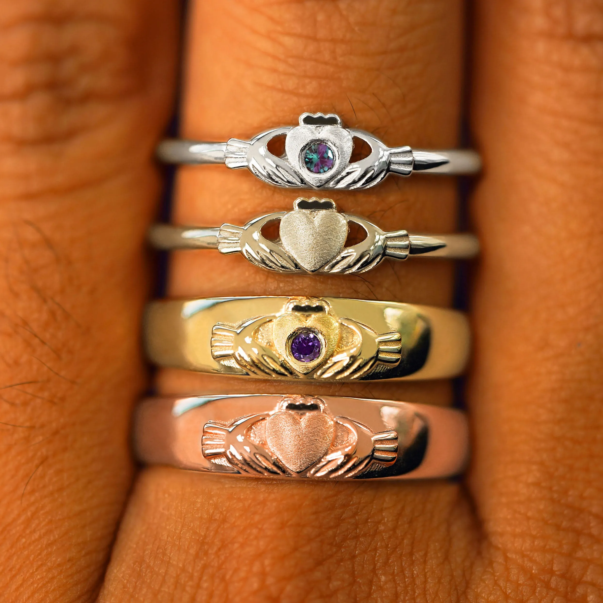Gemstone Claddagh Band