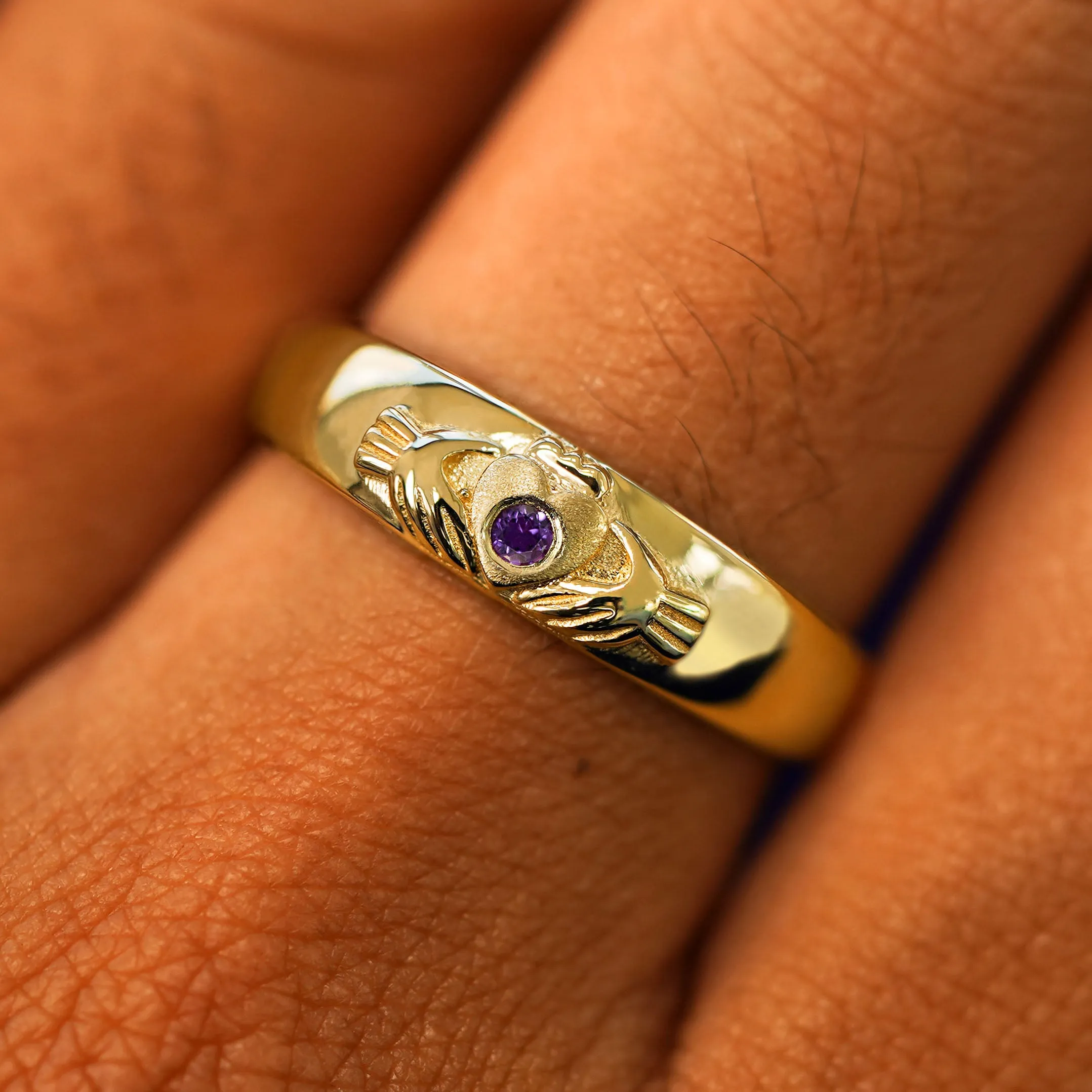 Gemstone Claddagh Band