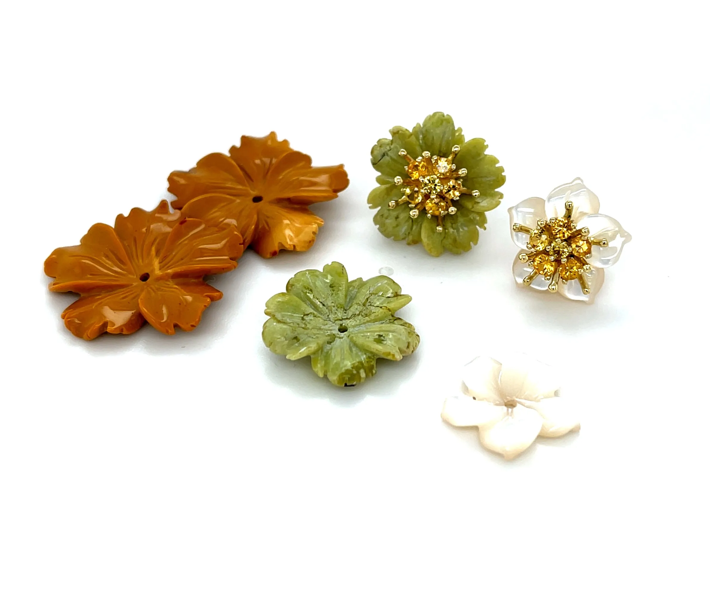 Gemstone Flower Earring Jackets with 18K Gold and Yellow Sapphires Stud Earrings