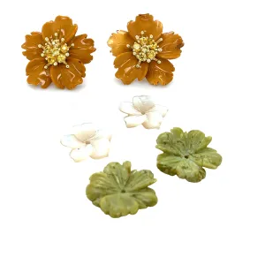 Gemstone Flower Earring Jackets with 18K Gold and Yellow Sapphires Stud Earrings