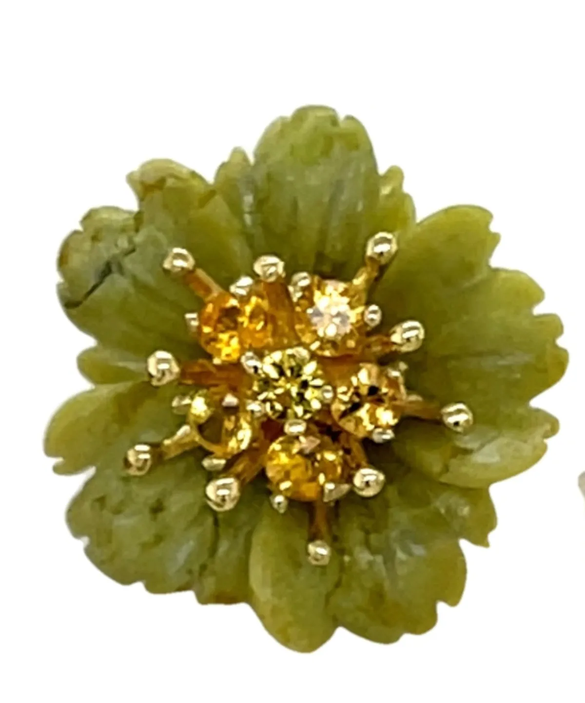 Gemstone Flower Earring Jackets with 18K Gold and Yellow Sapphires Stud Earrings