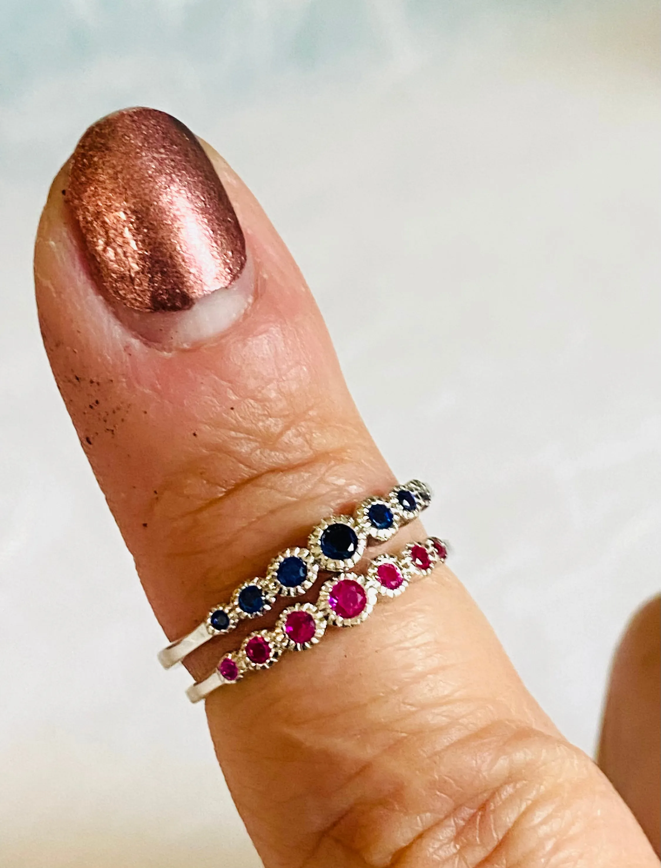 Gemstone Ring/ Sterling Silver Sapphire Ring/Sterling Silver Ruby Ring