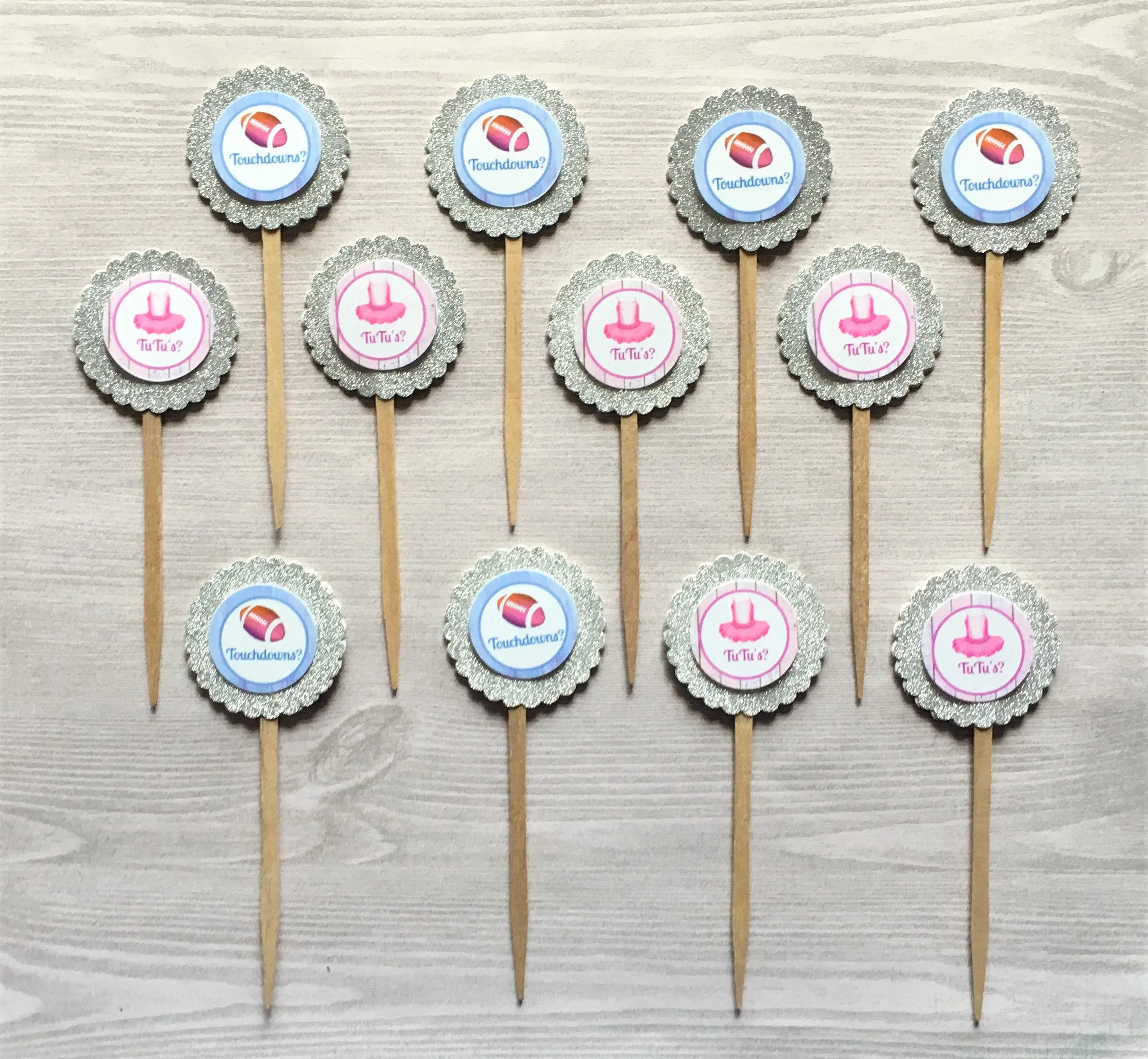 Gender Reveal Cupcake Toppers, Set of 12
