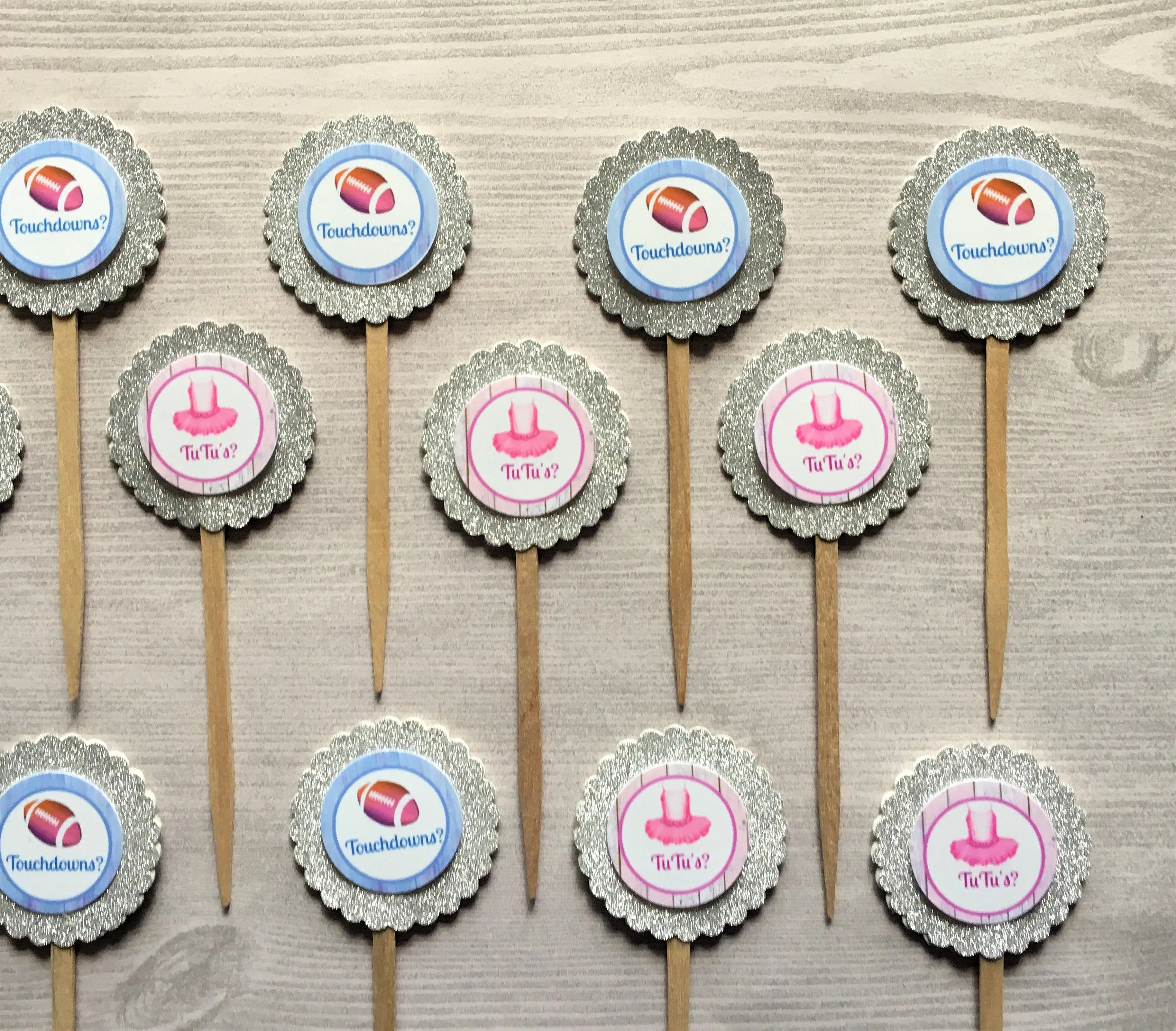 Gender Reveal Cupcake Toppers, Set of 12