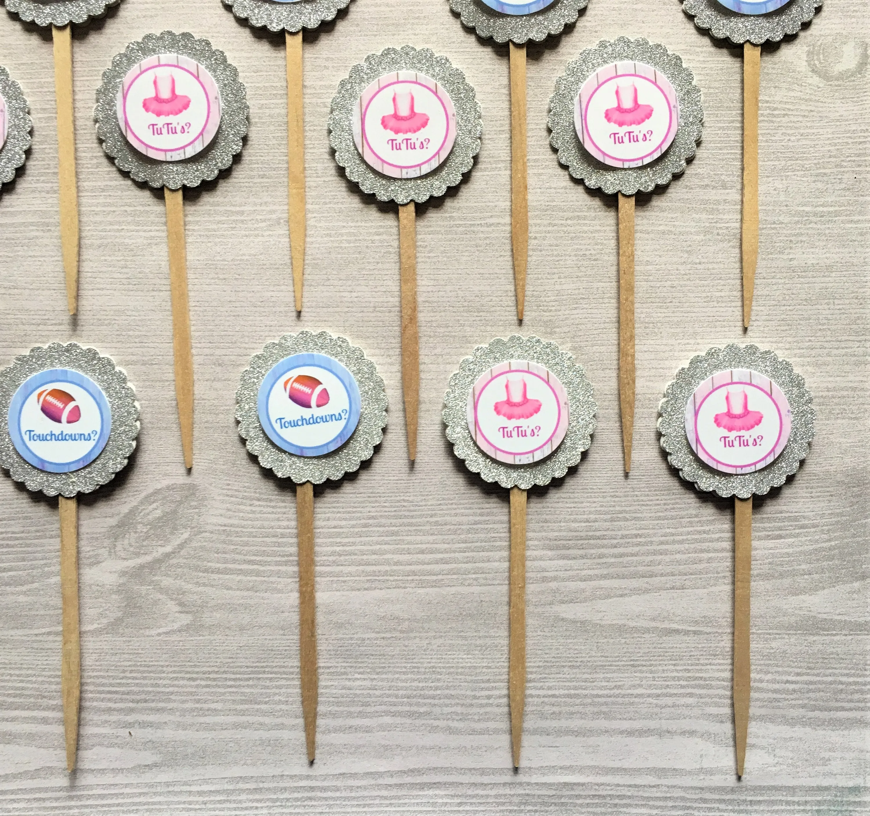 Gender Reveal Cupcake Toppers, Set of 12
