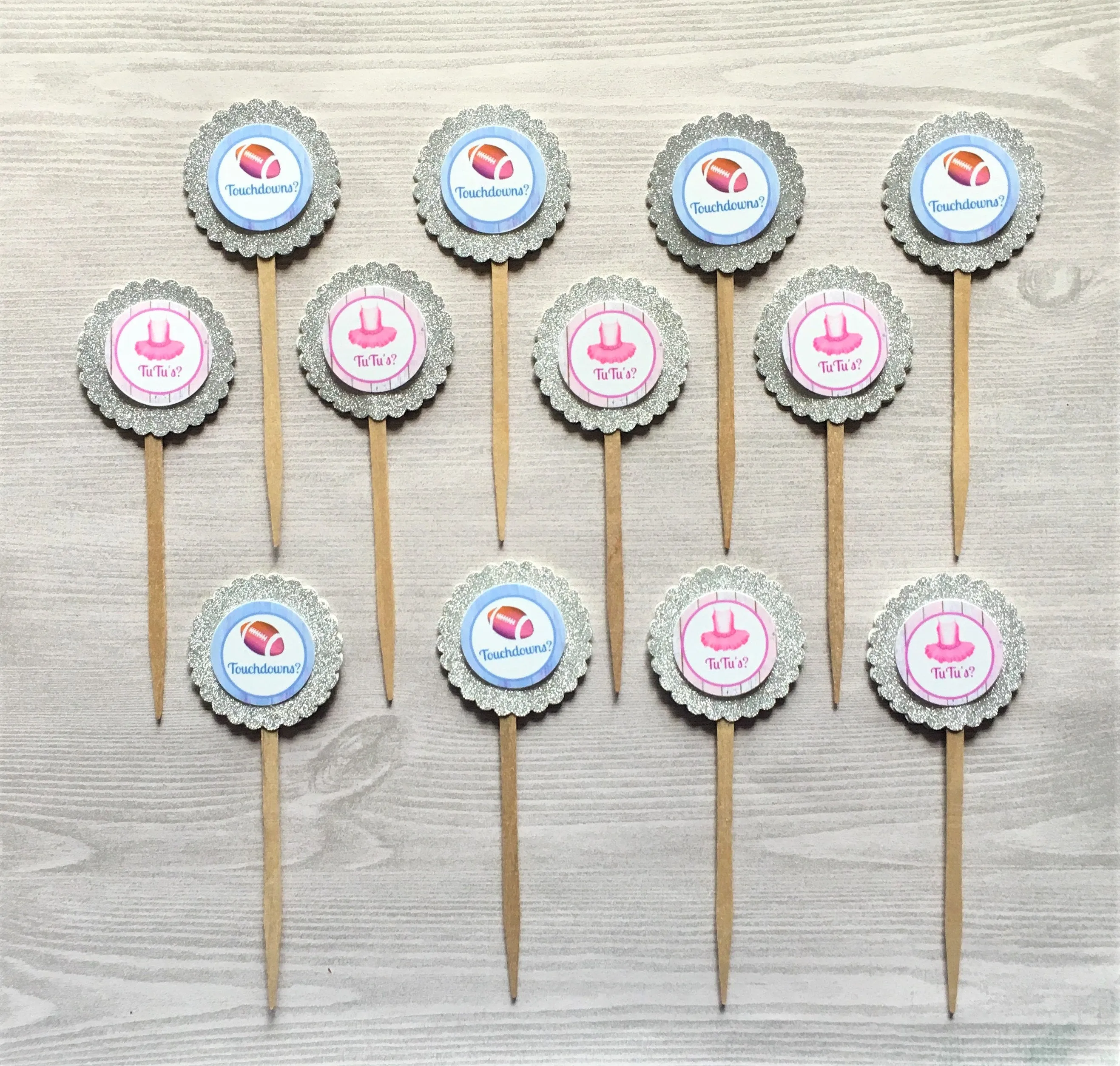 Gender Reveal Cupcake Toppers, Set of 12