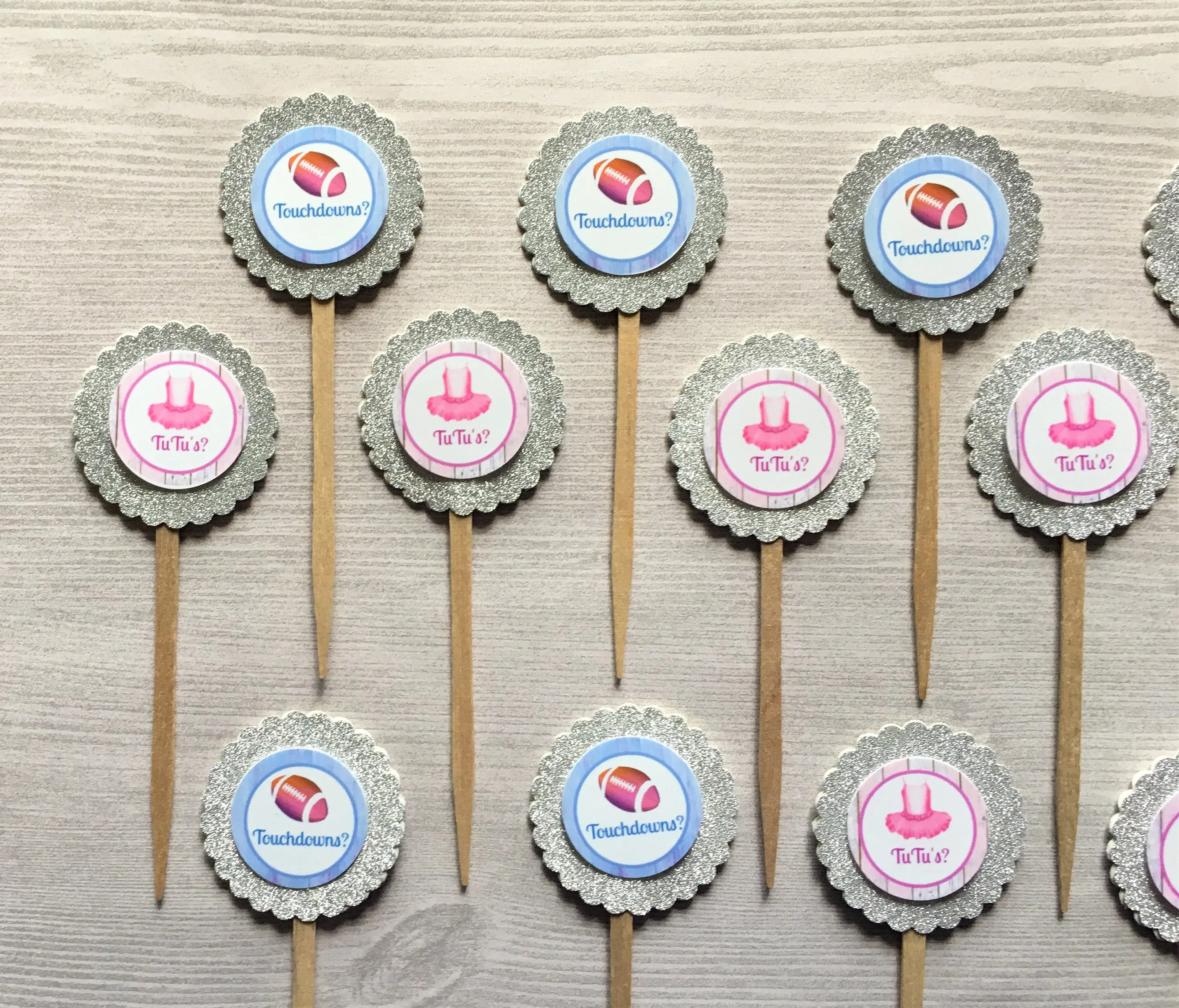 Gender Reveal Cupcake Toppers, Set of 12