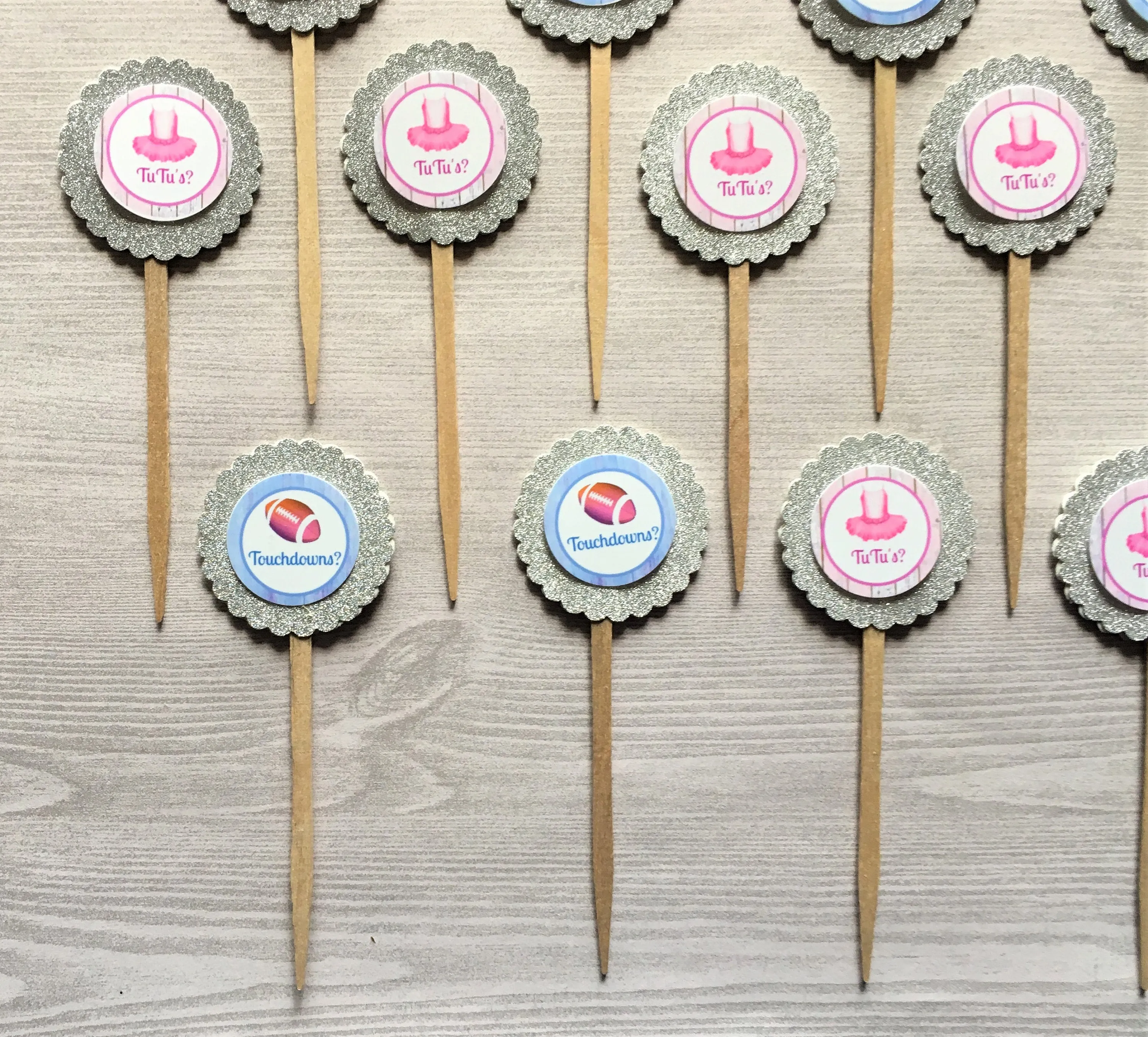Gender Reveal Cupcake Toppers, Set of 12