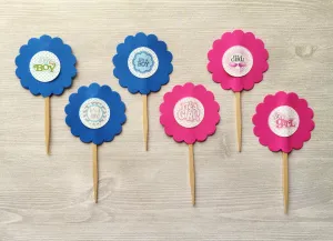 Gender Reveal Cupcake Toppers, Set of 6