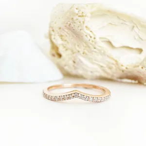 Gently Curved Diamond Rose Gold Crown Ring