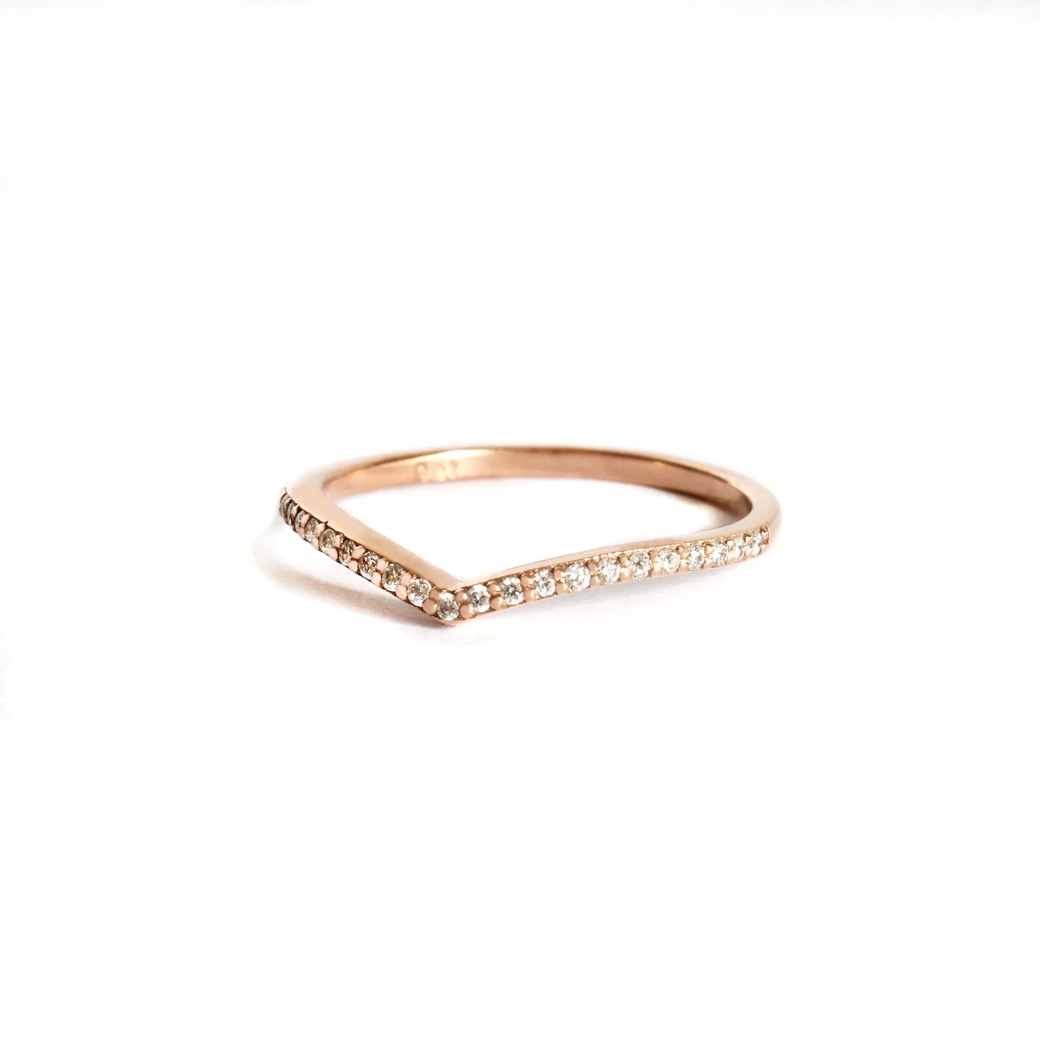 Gently Curved Diamond Rose Gold Crown Ring