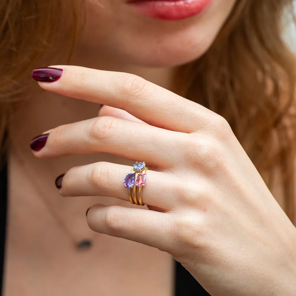 geo cut sapphire stacking ring
