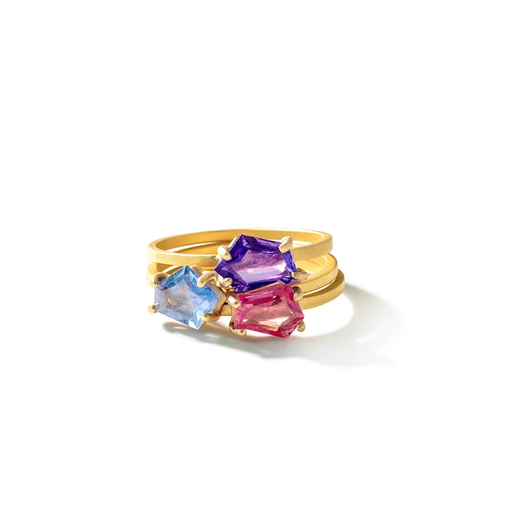 geo cut sapphire stacking ring